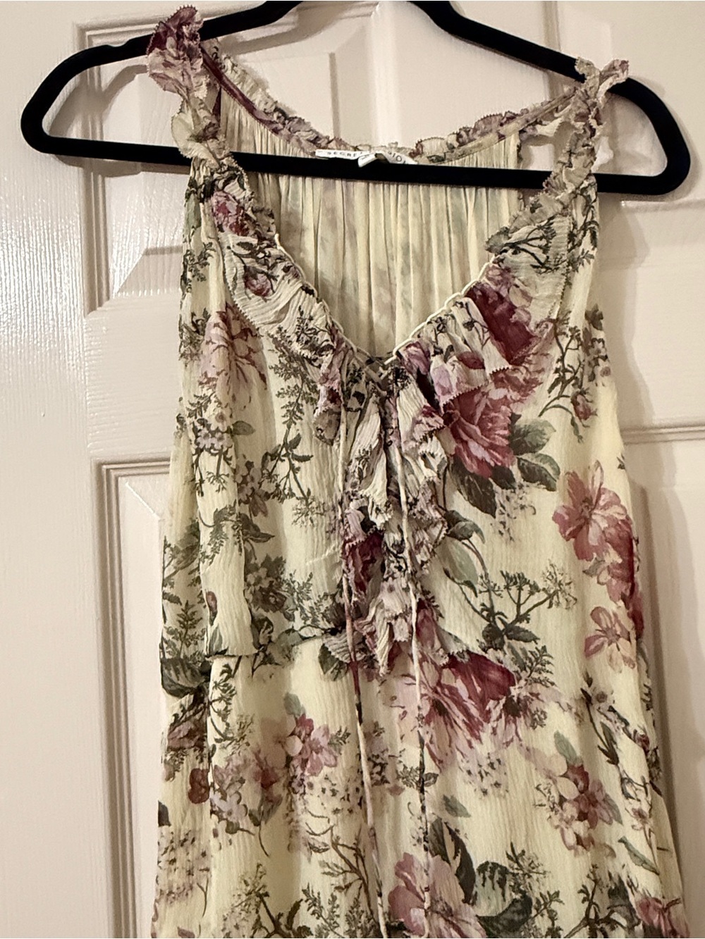 SECRET MISSION Emmeline Ruffle-Trim 100% Silk Maxi Dress Size Medium - Picture 4 of 15